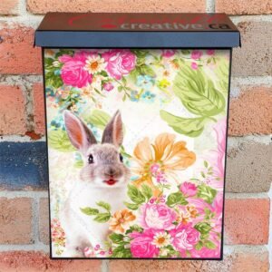 Little Bunny and Flowers Colonial Mailbox Cover
