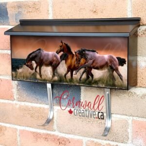 Beautiful Brown Horses in the Sea Wall-mounted Townhouse Mailbox Cover