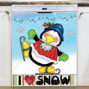 Cute Skating Penguin Boy #2 Magnetic Dishwasher Door Cover