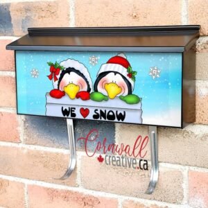 Cute Penguins with a Sign Wall-mounted Townhouse Mailbox Cover