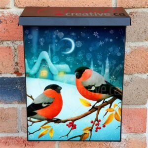 Little Robins and a Winter Village Colonial Mailbox Cover