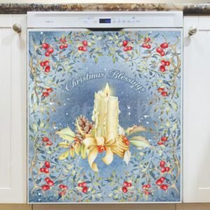 Christmas Blessing with a Candle Magnetic Dishwasher Door Cover