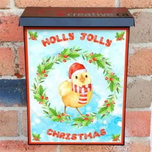 Holly Jolly Christmas Chick Colonial Mailbox Cover