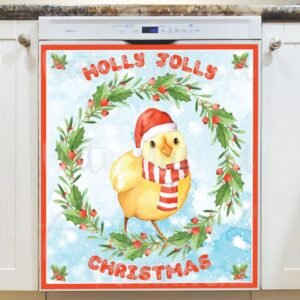 Holly Jolly Christmas Chick Magnetic Dishwasher Door Cover