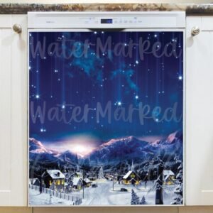 Christmas Town and Falling Stars Magnetic Dishwasher Door Cover