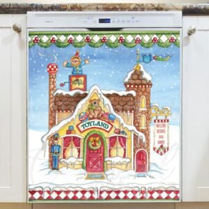 Santa's Toy Factory Magnetic Dishwasher Door Cover
