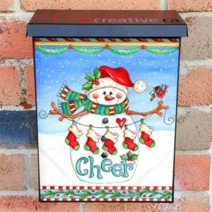 Snowman with Stockings Colonial Mailbox Cover