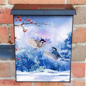 Two Little Winter Birds Colonial Mailbox Cover