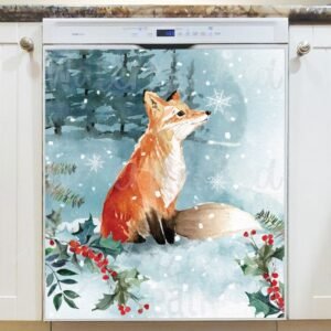 Cute Winter Fox in the Forest Magnetic Dishwasher Door Cover
