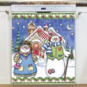 Grandma and Grandpa Snowman #2 Magnetic Dishwasher Door Cover