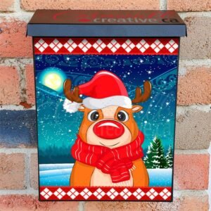 Smiling Rudolph Colonial Mailbox Cover