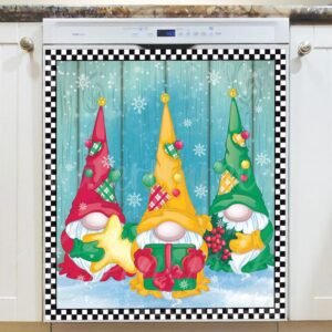 Three Christmas Gnomes Magnetic Dishwasher Door Cover