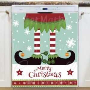 Cute Christmas Elf Legs Magnetic Dishwasher Door Cover