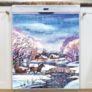 Santa on his Sleigh Magnetic Dishwasher Door Cover