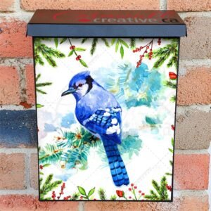 Blue Jay on a Pine Tree Colonial Mailbox Cover