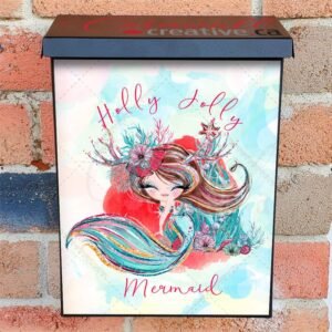 Holly Jolly Christmas Mermaid Colonial Mailbox Cover