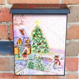 Cozy Cottage and Snowman Colonial Mailbox Cover