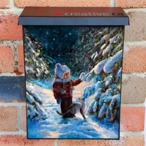 Little Boy and his Kitten Colonial Mailbox Cover