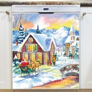 Santa is Coming to Town Magnetic Dishwasher Door Cover