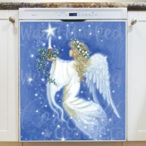 Christmas Angel with a Candle Magnetic Dishwasher Door Cover
