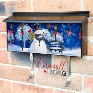 Snowman with Wreath, Birds and Lamp Wall-mounted Townhouse Mailbox Cover