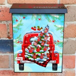 Red Truck and a Christmas Tree Colonial Mailbox Cover