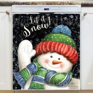 Cute Waving Snowman Magnetic Dishwasher Door Cover