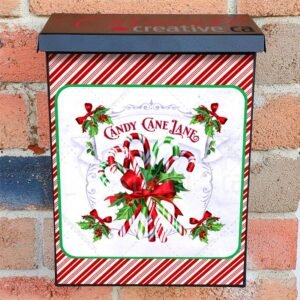 Candy Cane Lane Sign Colonial Mailbox Cover