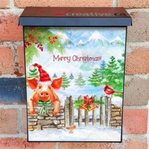 Piglet Waiting for Santa Colonial Mailbox Cover