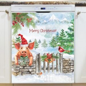 Piglet Waiting for Santa Magnetic Dishwasher Door Cover