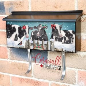 Farmhouse Christmas Cows in the Snow Wall-mounted Townhouse Mailbox Cover