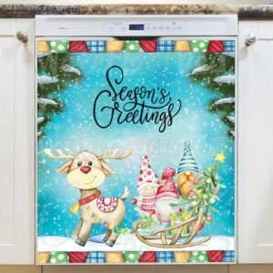 Cute Reindeer and Gnomes Magnetic Dishwasher Door Cover