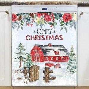 Country Farmhouse Christmas Magnetic Dishwasher Door Cover