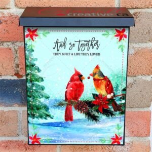 Loving Cardinal Couple Colonial Mailbox Cover