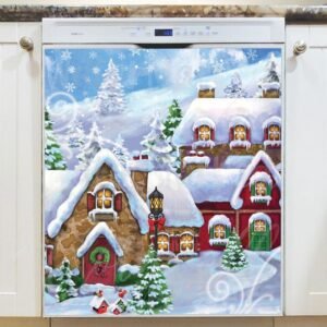 Santa's Christmas Village Magnetic Dishwasher Door Cover
