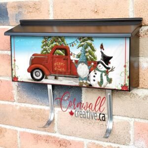 Snowman, Gnome and the Red Truck Wall-mounted Townhouse Mailbox Cover