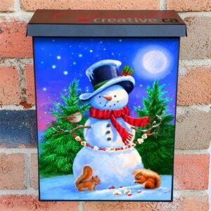 Theodore the Snowman with a Garland Colonial Mailbox Cover