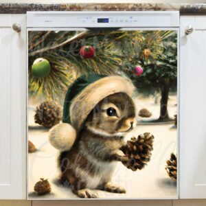Cute Christmas Forest Squirrel Magnetic Dishwasher Door Cover