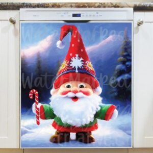 Cute Christmas Gnome #3 Magnetic Dishwasher Door Cover