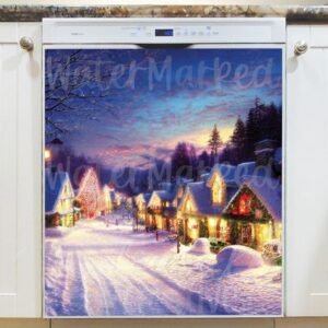Christmas Night in the Village #4 Magnetic Dishwasher Door Cover