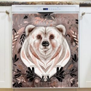 Beautiful Ethnic Winter Bear Magnetic Dishwasher Door Cover