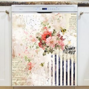 Vintage Poppy Design #1 Magnetic Dishwasher Door Cover