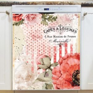 Vintage Poppy Design #2 Magnetic Dishwasher Door Cover