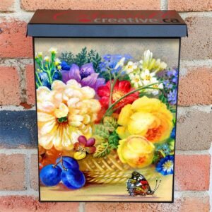 Flowers, Fruit and a Butterfly Colonial Mailbox Cover