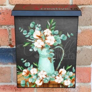 Cotton and Eucalyptus Bouquet Colonial Mailbox Cover