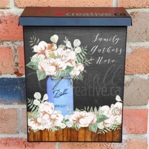 Cotton Bouquet in a Mason Jar Colonial Mailbox Cover