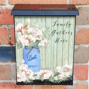 Cotton Bouquet in a Mason Jar #2 Colonial Mailbox Cover