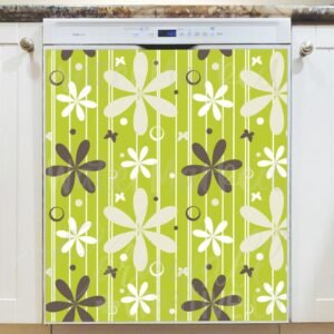 Cute Retro Flowers Magnetic Dishwasher Door Cover