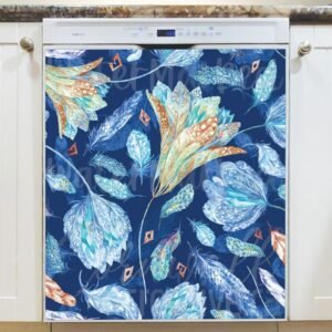 Beautiful Flowers and Feathers Magnetic Dishwasher Door Cover