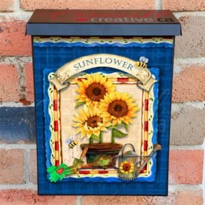 Woman Flower Pot with Sunflowers Colonial Mailbox Cover